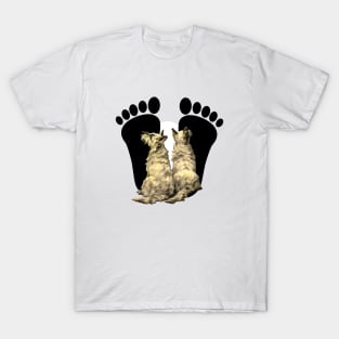 Puppies and the footprints: Where to? T-Shirt